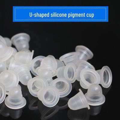 100 Silicone U-Shaped Pigment Cups for Microblading - Soft, Needle-Friendly Design