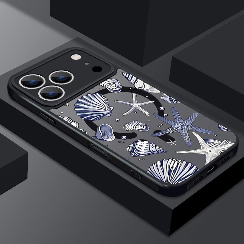 Sea Turtle Conch Whale Pattern Case For iPhone 17 Pro Max Funda iPhone 16 15 14 13 Pro Max Rugged Bumper Magnetic For Magsafe Shockproof Cover