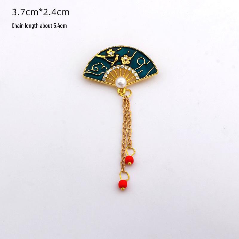 Chinese Tassel Brooch: Pipa, Ruyi, Peacock, Auspicious Clouds & Pearl Hanfu Qipao Accessory
