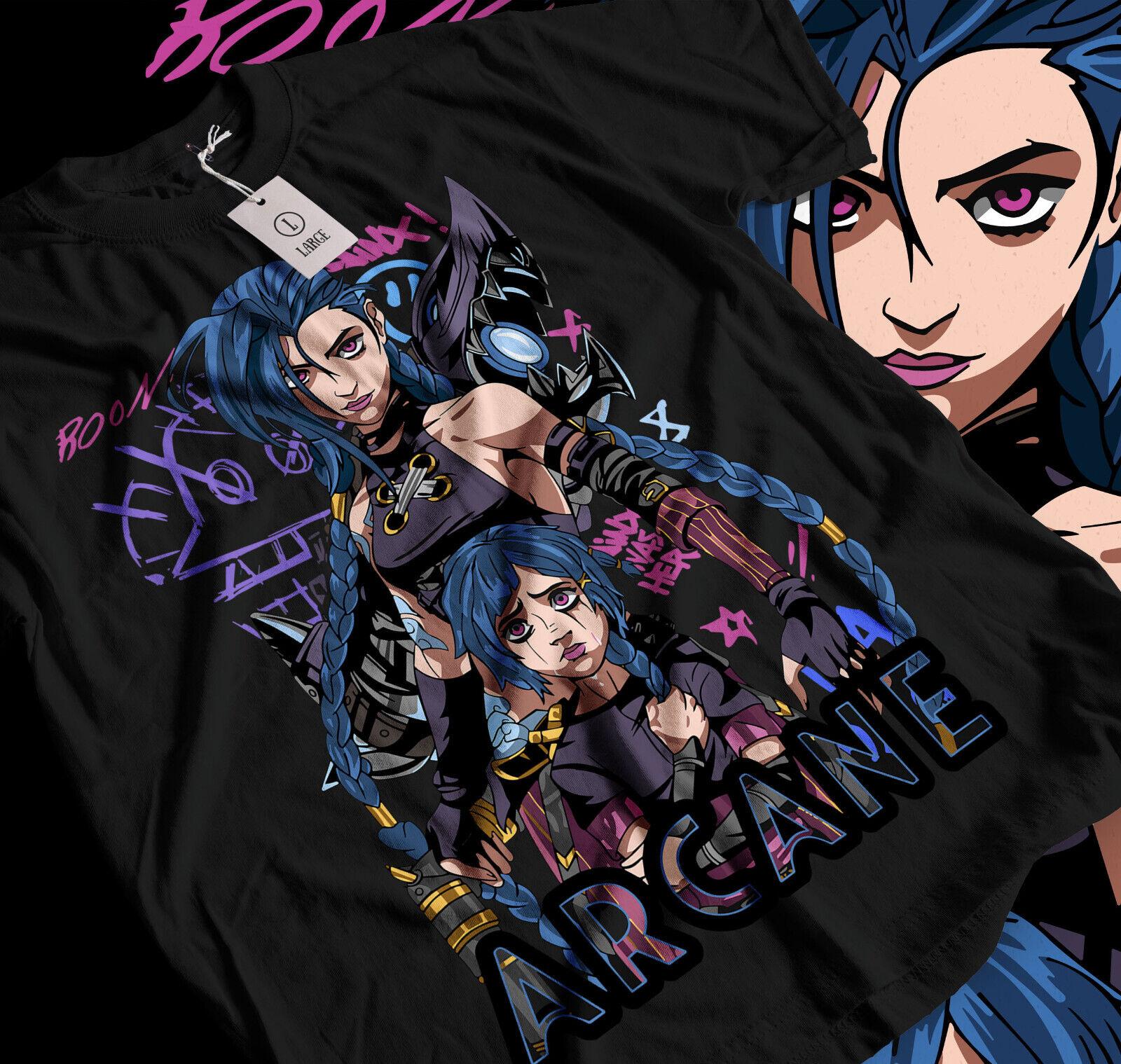 

Футболка Jinx Arcane Футболка с японским аниме-мультфильмом черная 4XL