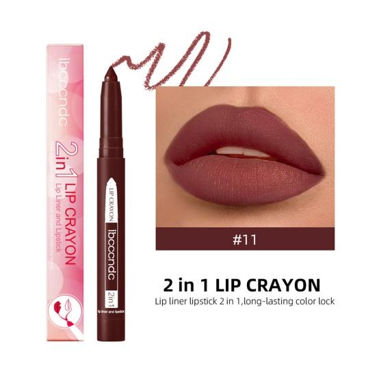 Pero na rty 2 v 1 voděodolné, dlouhotrvající bohaté barvy, odolné proti potu, víceúčelová tužka na rty pro make-up