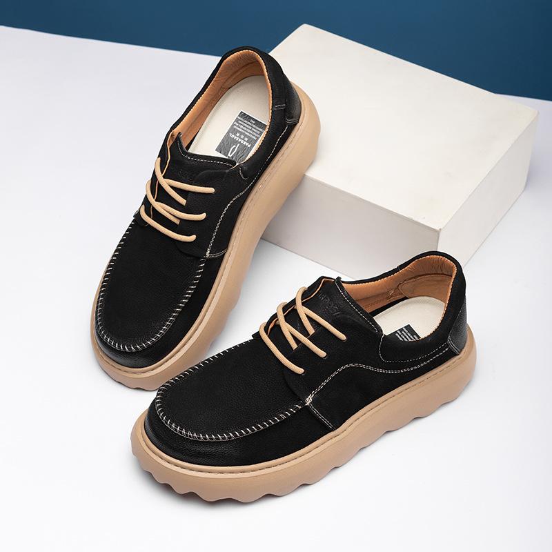 2025 direct supply men's shoes spring fashion new first-layer cowhide casual shoes trend versatile platform shoes