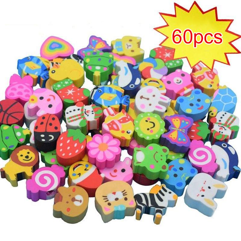10/30/60PCS Mini Eraser 1cm Cute Cartoon Pattern Bulk Student Stationery Office Supplies School Activity Rewards Gifts TMZ