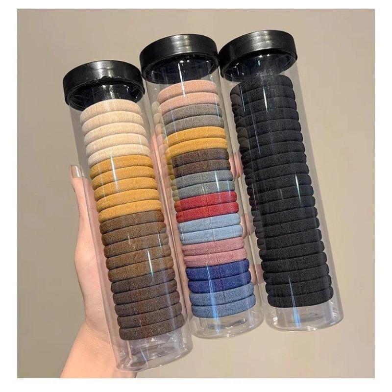 Canned 20 rubber bands women's seamless high elastic hair band horsetail durable hair rope black hair towel ring