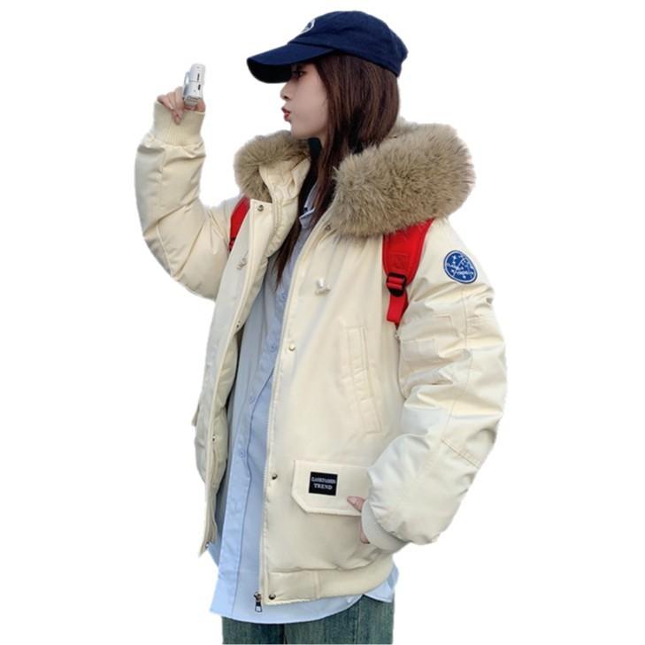 Winter new women's fashion hooded big fur collar down cotton-padded jacket foreign gas tooling Parker cotton-padded jacket
