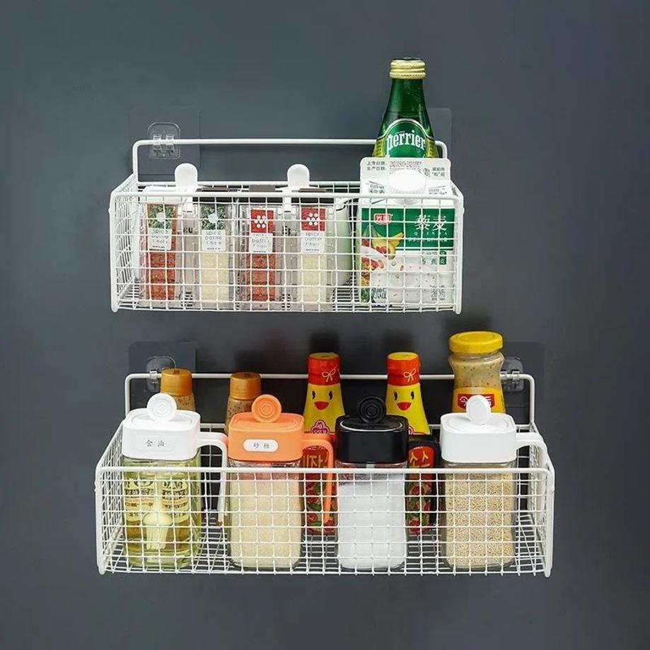Wall-mounted Hole-free Shelving Basket-free Storage Nail-free Storage For Bathroom Kitchen Living Room Multifu Storages Basket