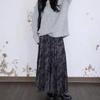 French Retro Pleated Velvet A-Line High Waist Skirt for Women - Spring/Autumn