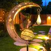 Mond Fee Solarlicht Außen Garten Fee Pfahlleuchten IP55 Wasserdichte Rasenlampe Metall Fee Schmetterling Hoflampe Dekorativ