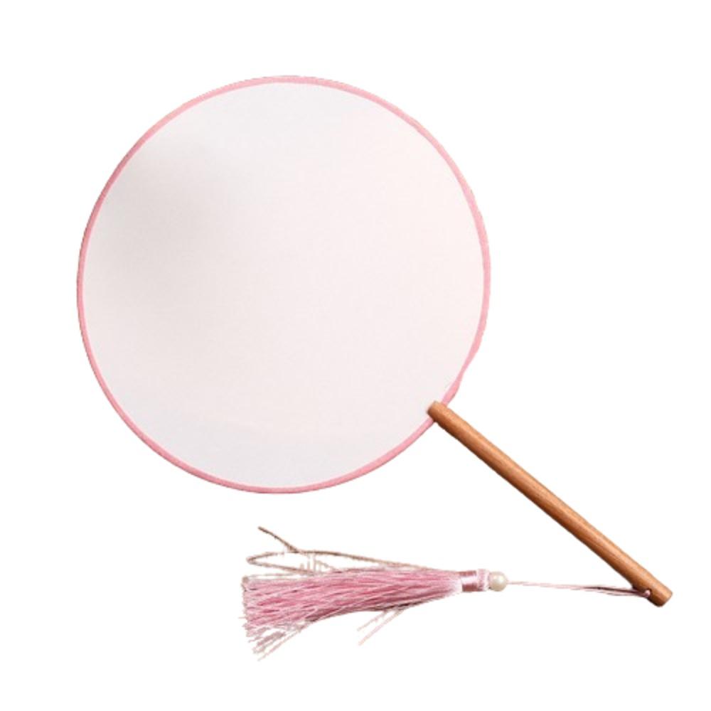 Chinese Style Blank Round Hand Fan Embroidery Dance Fan Wooden Silk Hand Fan  Home Decoration