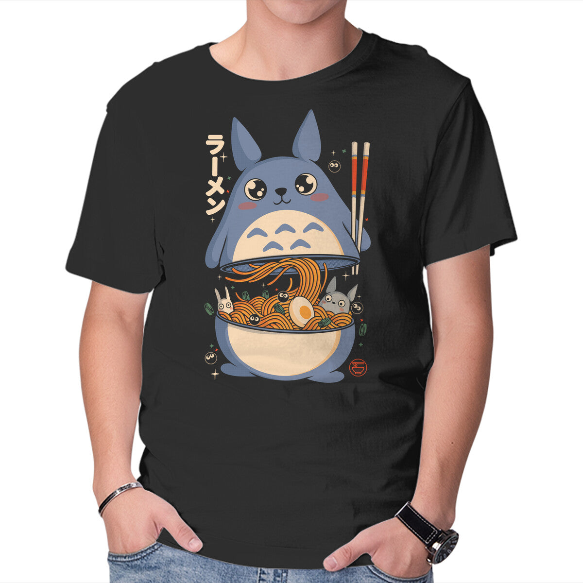 Unisex Crew Neck T-Shirt My Neighbor Ramen Graphic Short Sleeve Casual Tee L