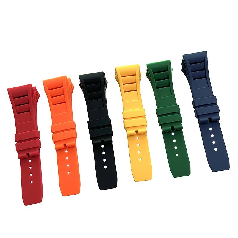 Watch Band for Richard Mille Rm011 Strap Men's Waterproof Sweat-Proof Wear Comfortable Silicone Rubber Watch straps 25mm*20mm