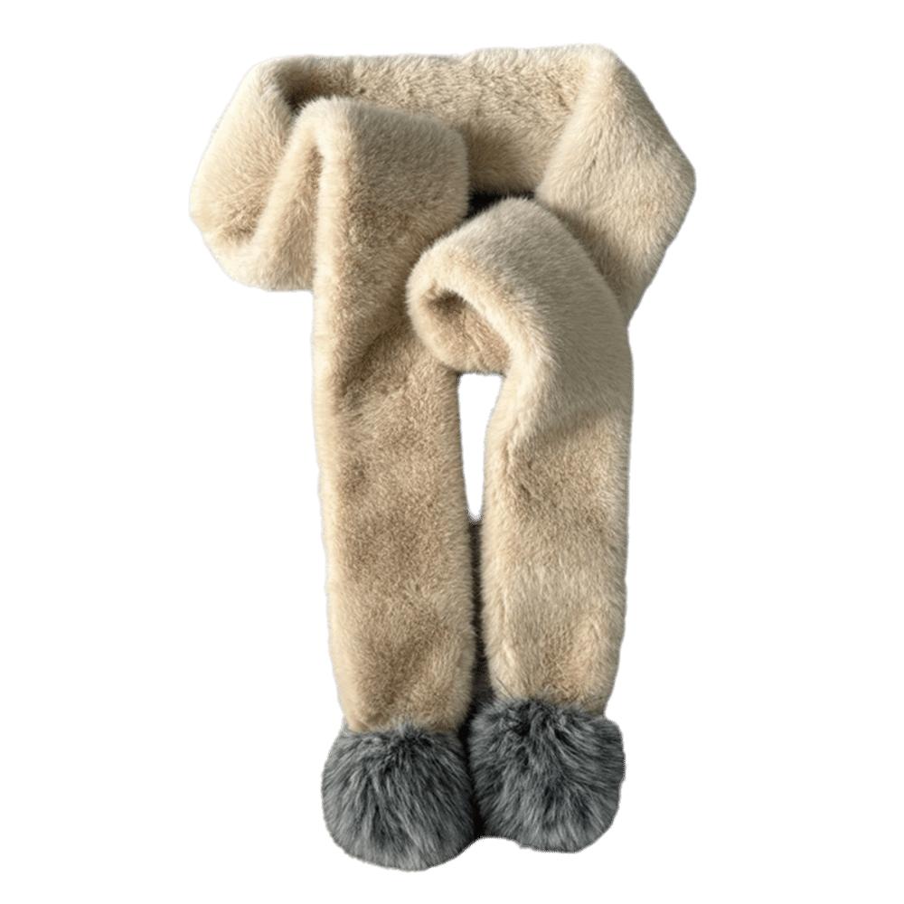 Soft Plush Pom Pom Scarf Pom Pom Trim Plush Scarf New Neck Warmer Women