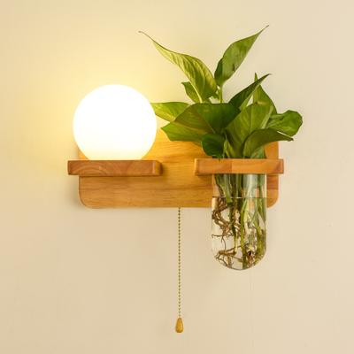 Applique murale en bois avec interrupteur à tirette, style nordique, luminaire décoratif d'intérieur, idéal pour un salon, un couloir ou une chambre à coucher