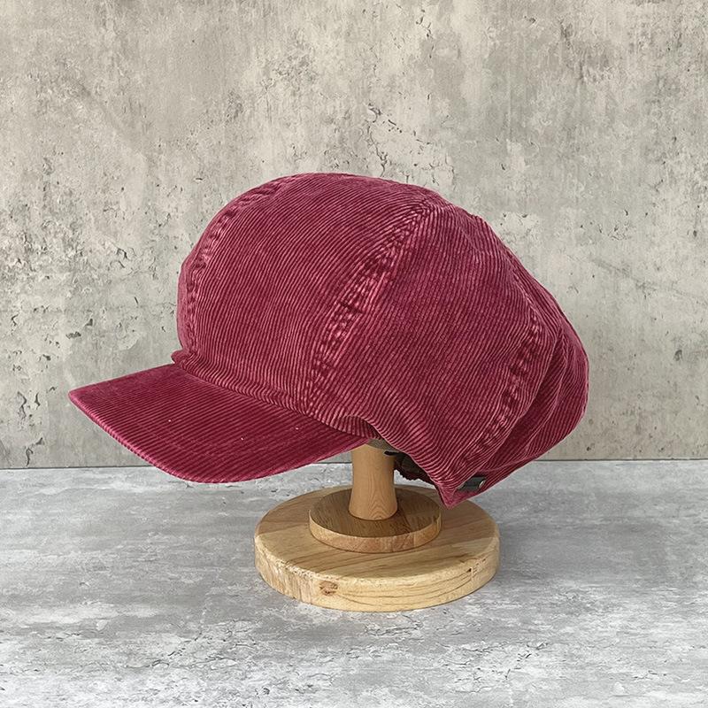 Japanese Corduroy Octagonal Hat Children'S Cloud Hat Retro Big Head Circumference Duck Tongue Versatile Painter Beret