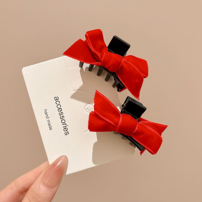 2 Stück Neujahr Rote Schleife Haarspange für Frauen Niedliche Kleine Perle Seitenclip Schleife Haarnadel Mädchen Party Kopfschmuck Haarschmuck