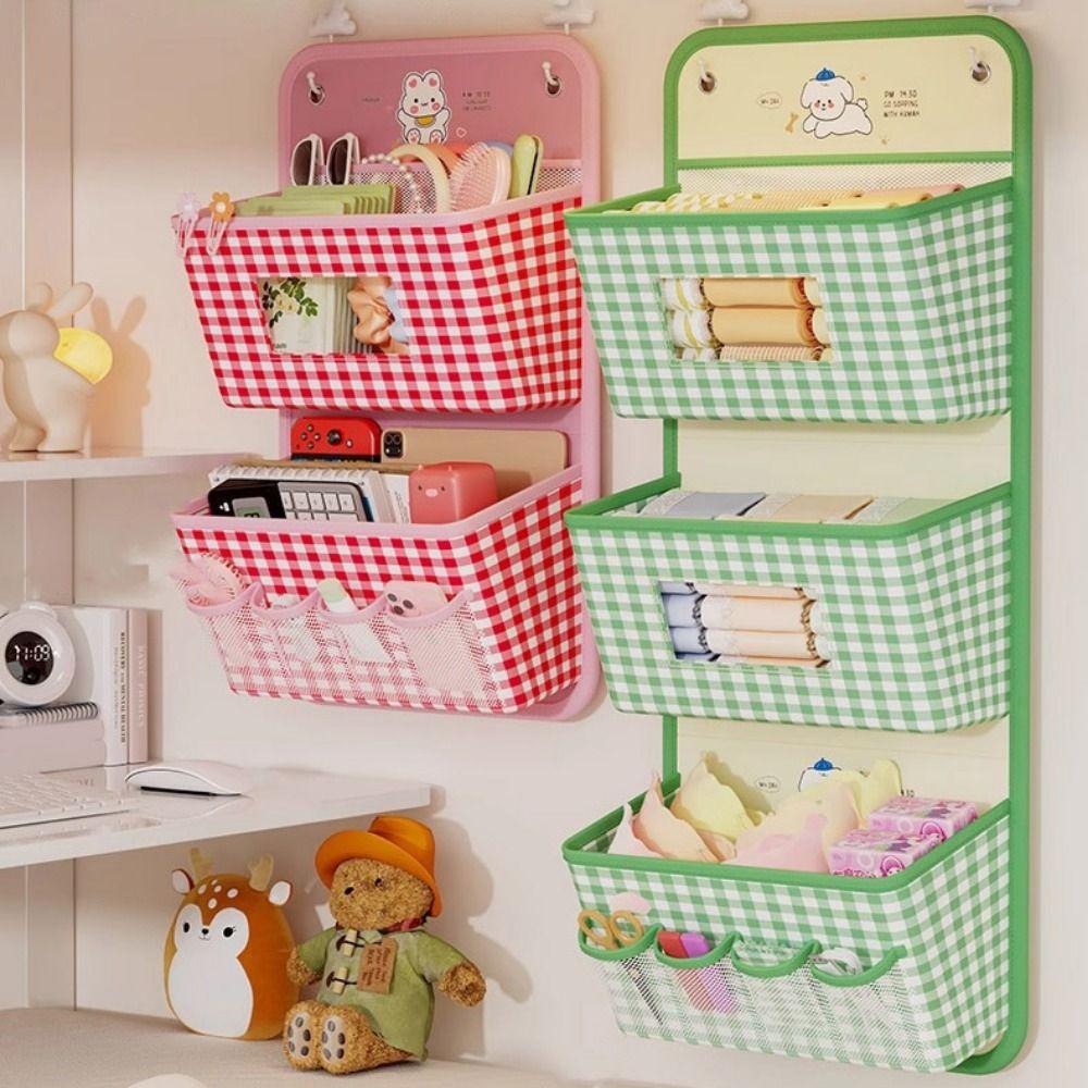 

Breathable Cartoon Hanging Bag Large Capacity Underwear Socks Storage Bag Bedroom Green-2 Layers