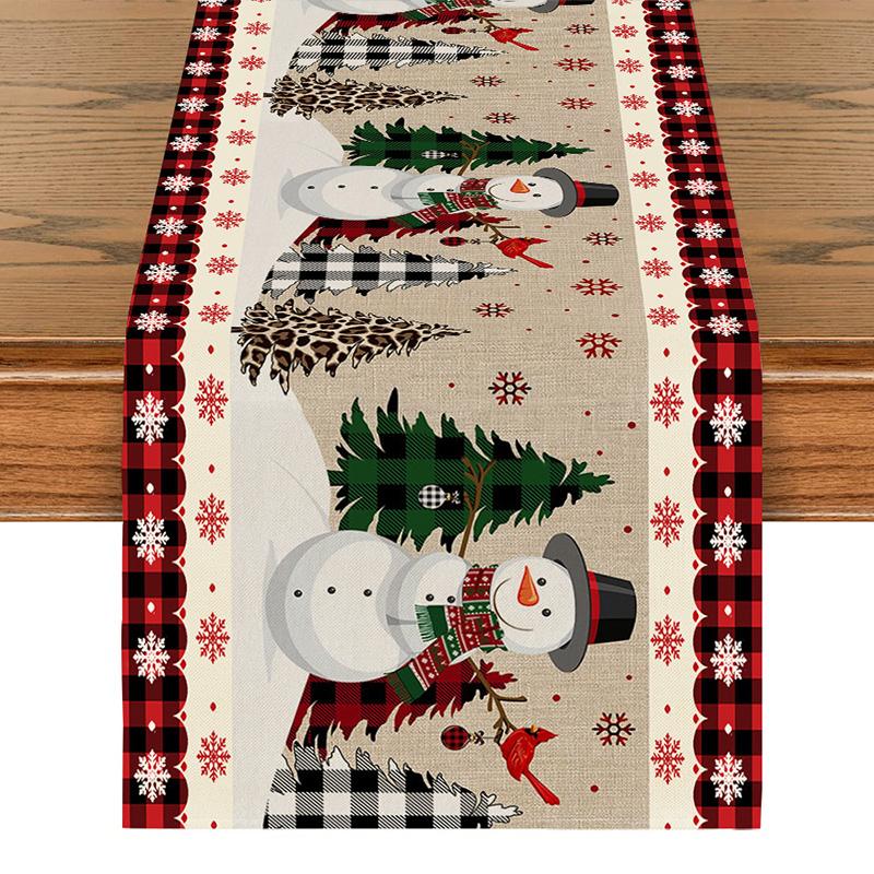 1PC Print Snowman For Home Xmas Table Decor Creative Christmas 33*183cm Table Runner Table Mat