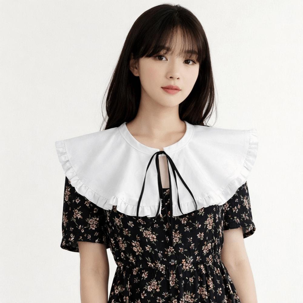 Bowknot Shawl Detachable Collar White Blouse Shoulders Fake Collar Fashion Ruffled Shawl Ladies