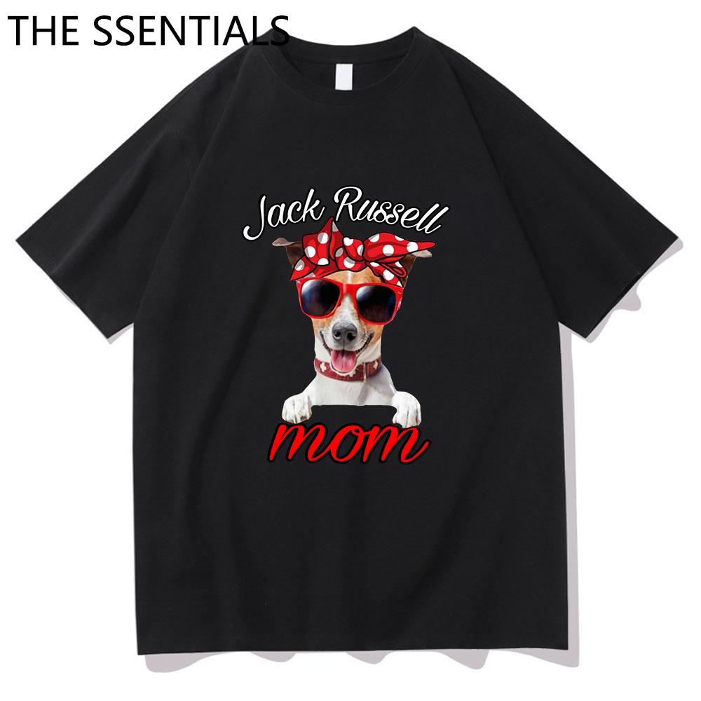 Jack Russell Terrier Mama T-Shirt Unisex Harajuku Lustige süße Hund Oma T-Shirts Unisex Cartoon Ästhetische Grafik Tägliche Baumwoll-T-Shirts