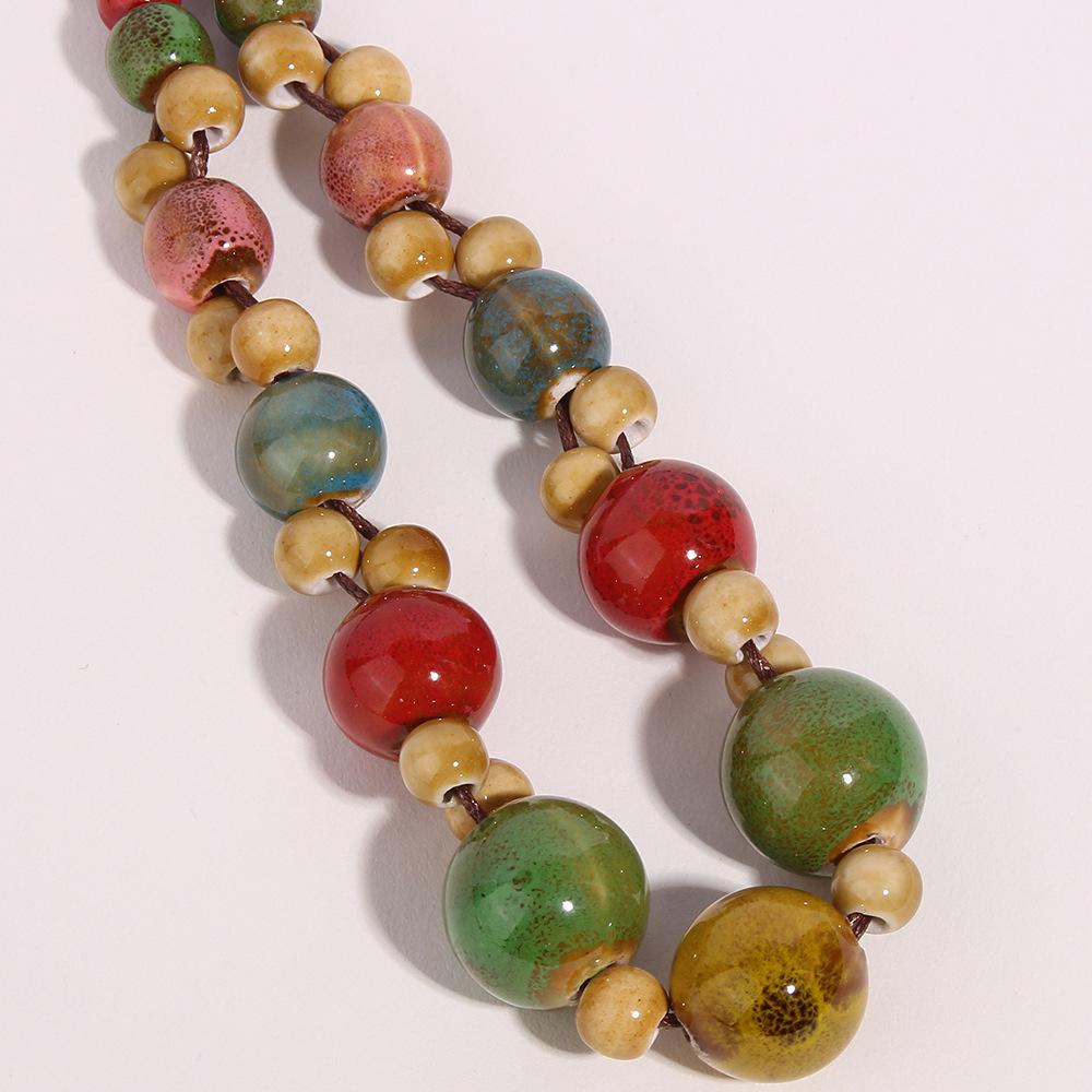 JMXD-Keramický náhrdelník Kreativní Retro Etnický styl Ručně tkaný Řetízok na klíční kost Literární Všestranný Keramické doplňky k náhrdelníku