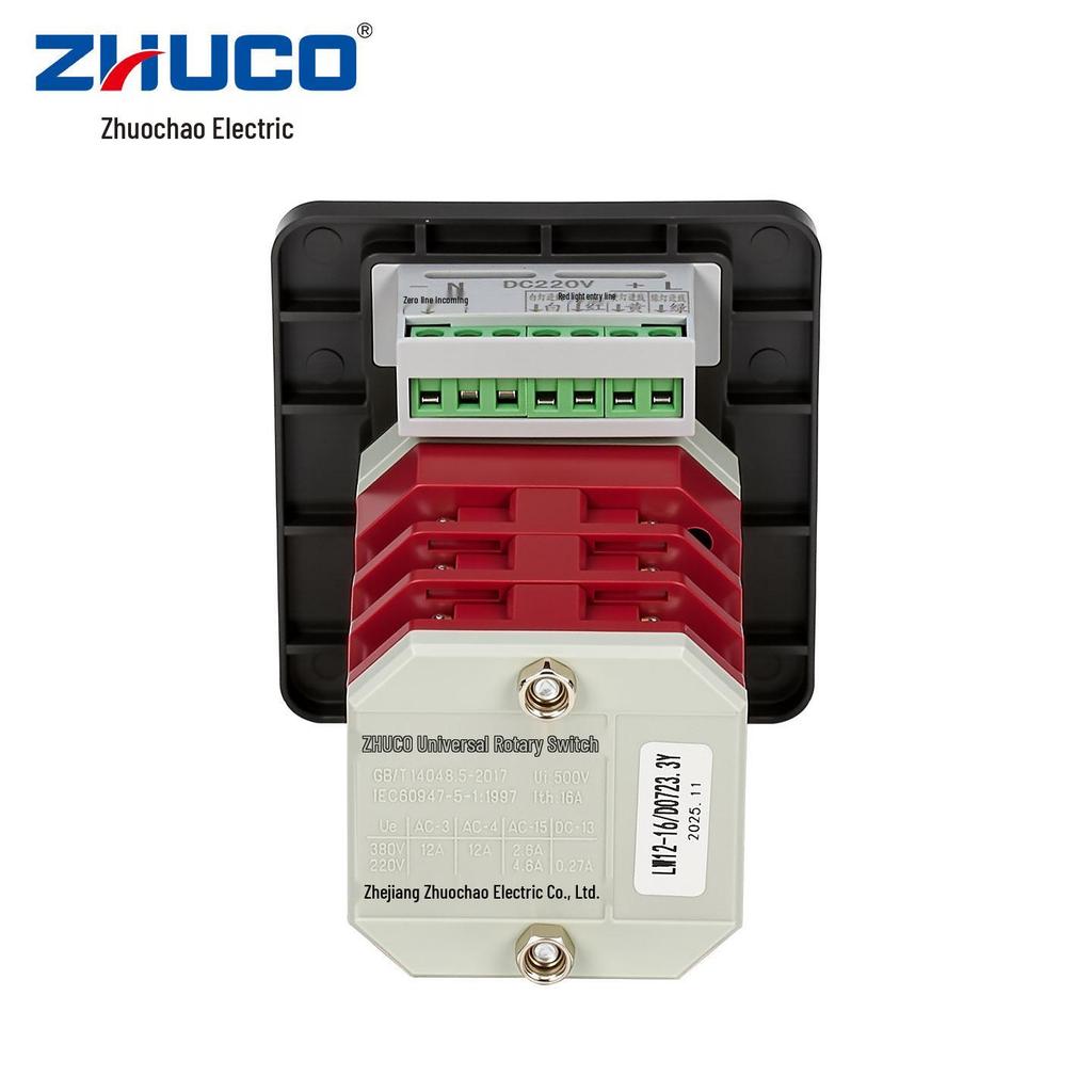 Zhuochao LW12-16/5822.3-72S4 Rotary Switch: 3-Section, 4-Speed with Indicator & Lock