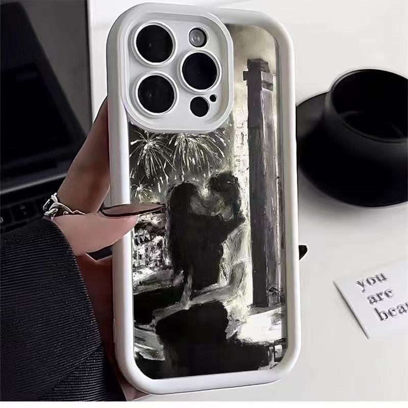 New couple suitable for iphone16pro mobile phone case Apple 15 anti-drop 14 art 13promax Europe and America 12x