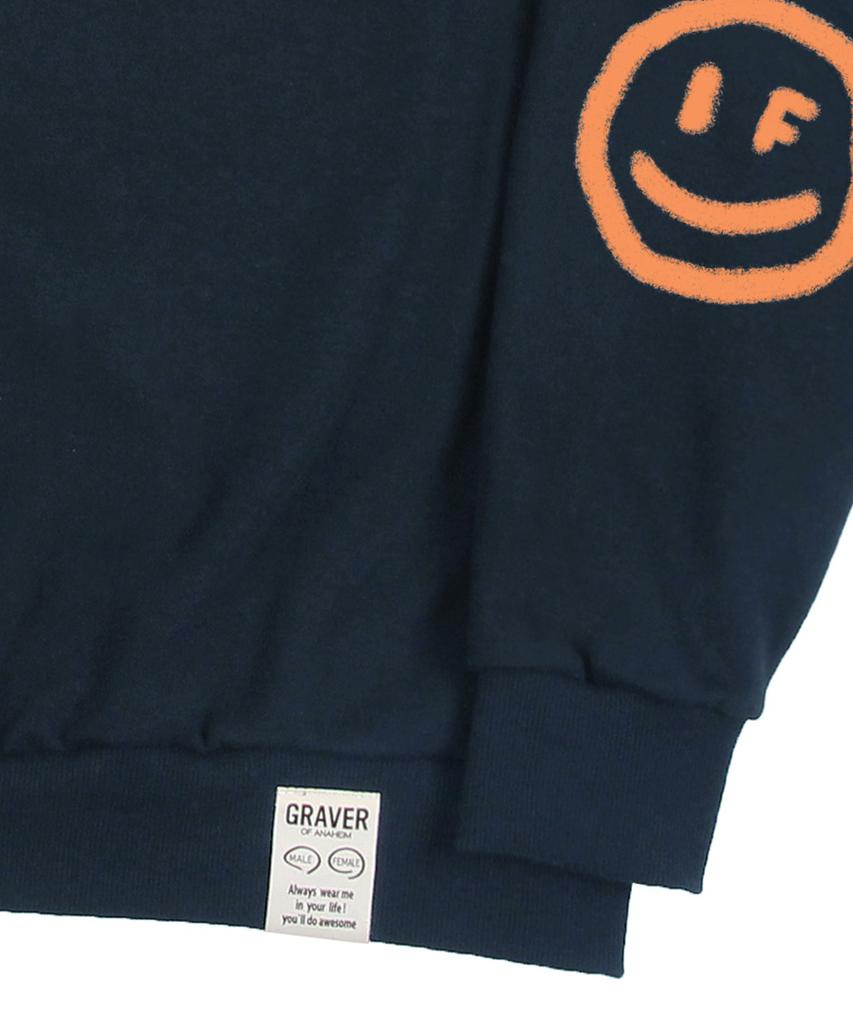 GRAVER [Unisex] Elbow Spray Dot Smile Sweatshirt_Navy