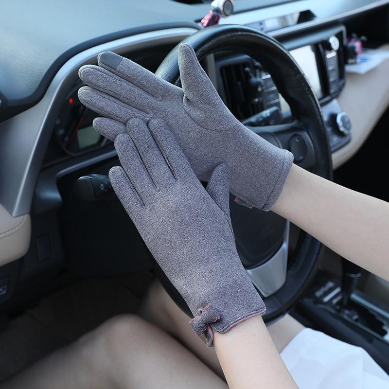 Derong women s touch screen gloves women s autumn and winter thermal gloves students Korean version cycling and driving thickened  Practical Use unspecified, style and color, mixed hair