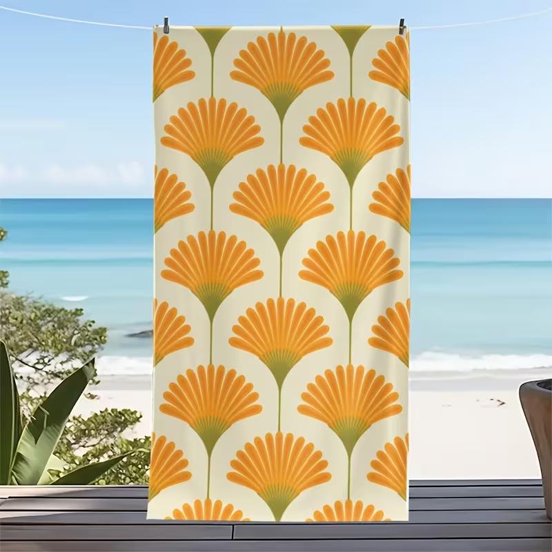 Retro Margriet Bloemen Strandlaken Boho Warm Oranje Wit Bloemen Volledige Print Zacht Absorberend Sneldrogend Stranddeken voor Dagelijks Gebruik W30*H60(CM)