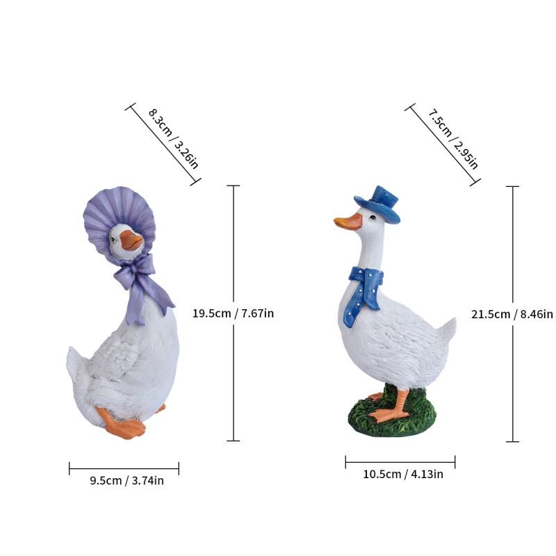 Resin Garden Ornament Couple Ducks Decorative Figurine Outdoor Yard Patio Lawn Decoration