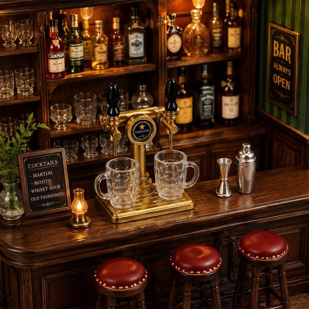 5pcs/set Dollhouse Decor Miniature Beer Tap Set Cocktail Shaker Miniature  Dollhouse Bar Accessories
