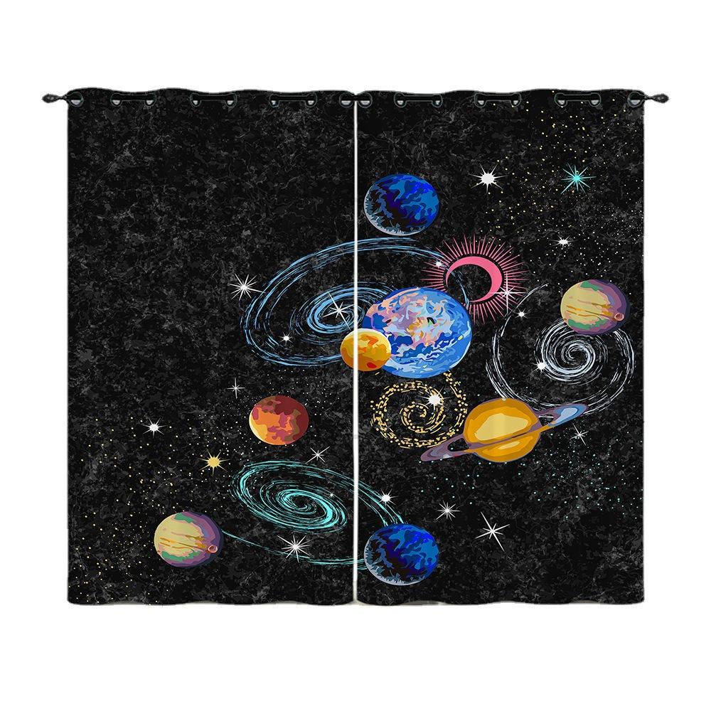 Curtains Bedroom Curtains Digital Printing Astronaut Planet Starry Sky Blackout Curtains