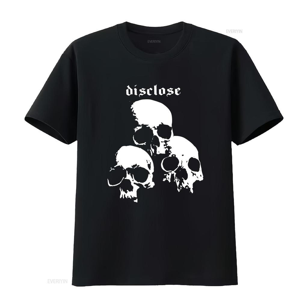 DISCLOSE Gothic Skulls Print T Shirt for Streetwear Fashion Casual vintage Washed fashion designer clothes Unisex Stylish