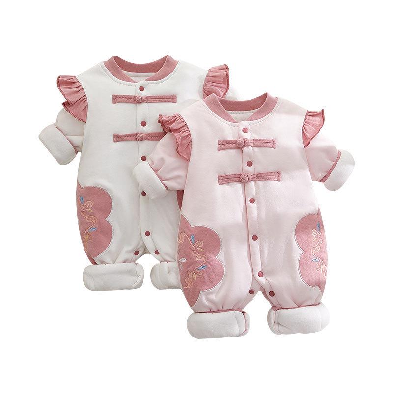 Infant Girl's Thick Cotton Jumpsuit - Warm Chinese Style Winter Outerwear