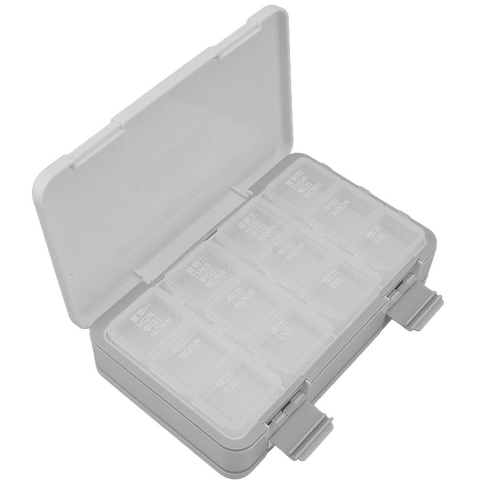 

Easy To Open Weekly Medicine Container Double Layer Large Capacity 7 Day Medicine Organizer Detachable Sealed PP білий