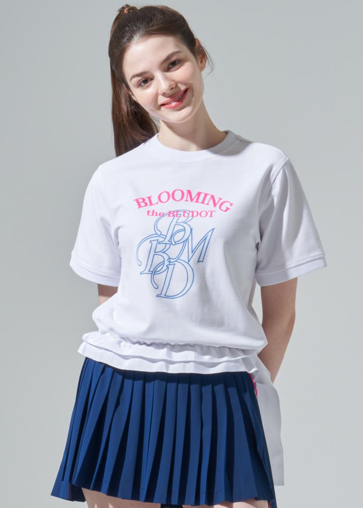 Blue Dot Tape Point Round Neck T-Shirt_Wh 90