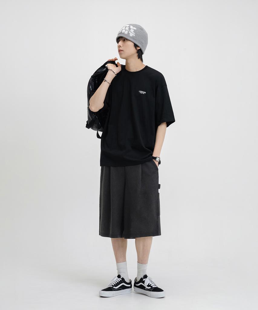 LEMAIN SECOND Back Point Studio Oversized Short Sleeve T-Shirt [Black]