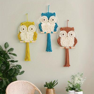 1 Stück Kreative Heimwanddeko Wandteppich Wanddeko Handgewebter Eulen-Wandteppich Geeignet für Geschenke an Freunde und Familie