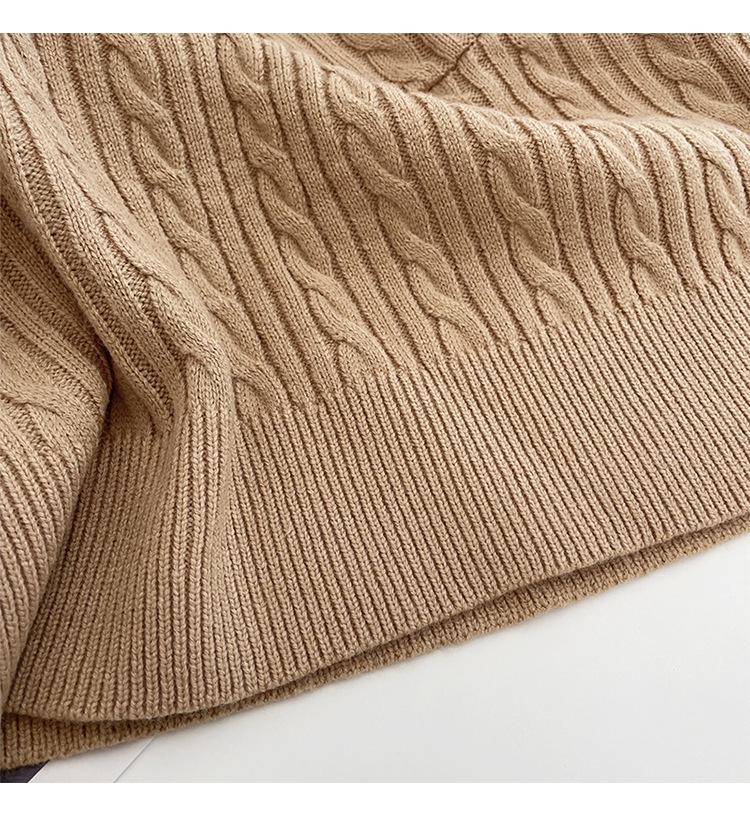 SD Camel Cable Knit Polo Neck Sweater: Women's Retro Cashmere Blend Loose Pullover