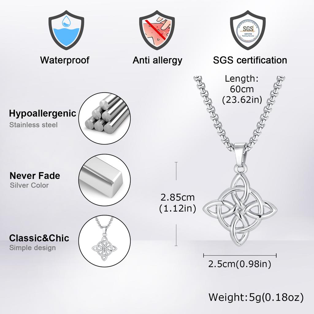 Stainless Steel Celtic Knot Necklace for Men Eternal Connection Jewelry Gift Durable Triquetra Pendant