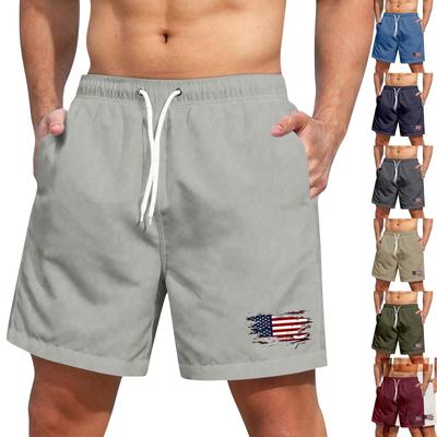 Men's Independence Day Print Lace-up Shorts Casual Pants