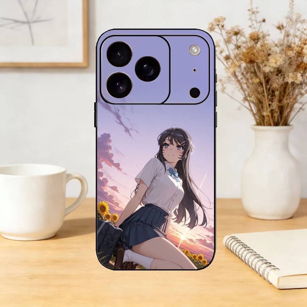 Senior S-Sakurajima Mai Phone Case For iPhone 17,16,15,14,13,12,11 Plus,Pro,Max,Mini Silicone Black Soft Cover
