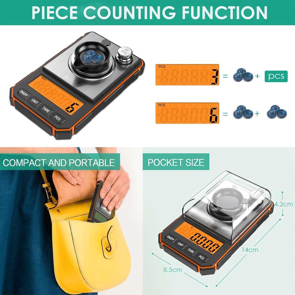 Brifit Electronic Digital Scale Mini Scale Precision Professional Pocket Scale Milligram with 50g Calibration Weights