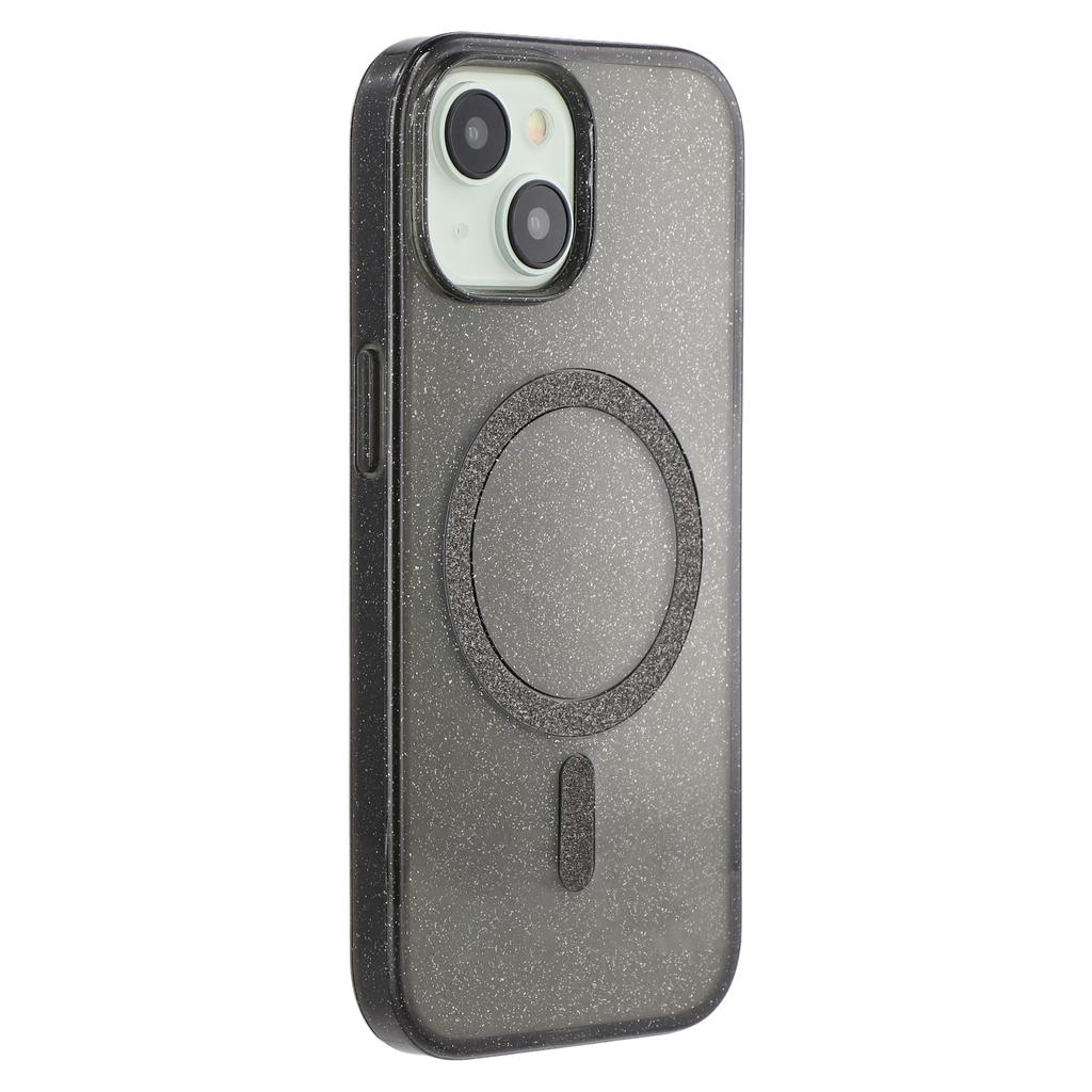 For iPhone 15 Case Compatible with MagSafe 2.0mm PC+TPU Glitter Phone Cover