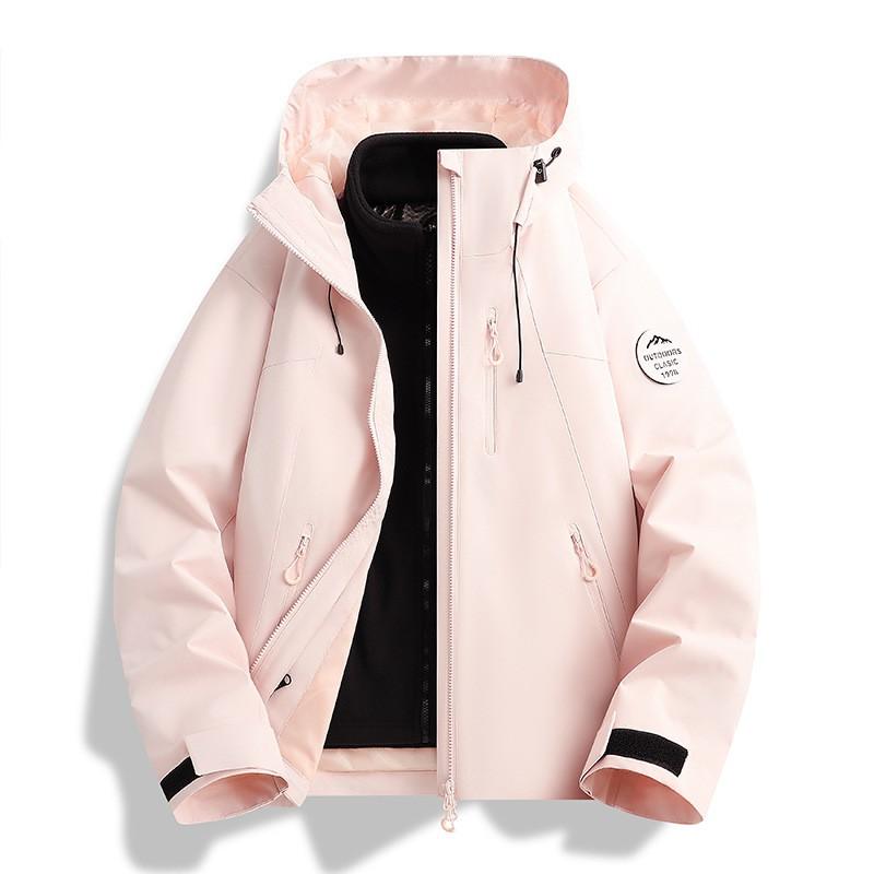 Mens Womens 3-in-1 Waterproof Windproof Hiking Jacket With Removable Down Liner Outdoor Trekking Camping Cycling