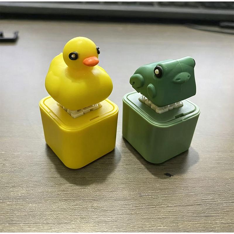 Funny Frog Keyboard Clicker Keychain Rechargeable Toy with Sound LED Light Stress Relief Fidget Toy for Office Desk Anti Anxiety