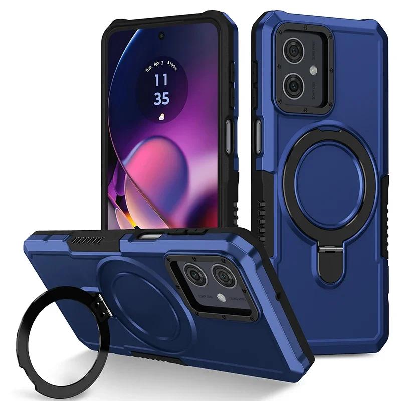 Etui odporne na wstrząsy do telefonu Motorola G84 G54 Armor Phone Cover z obrotowym pierścieniem podtrzymującym do Moto E32 E13 G22 G24 G34 G04 5G G14 E14