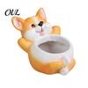 Süße Katzen Pflanzgefäße für Sukkulenten Fischfressende Pflanzgefäße, Blumentopf mit Drainage, Lustige Kreativ geformte Blumen Corgi Sukkulenten, Zimmerpflanzen,