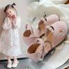 Kids Half Sandals 2024 Summer New Girls Chinese Style Pearl Hollow Flats Children's Elegant Princess Dance Shoes for Party Show