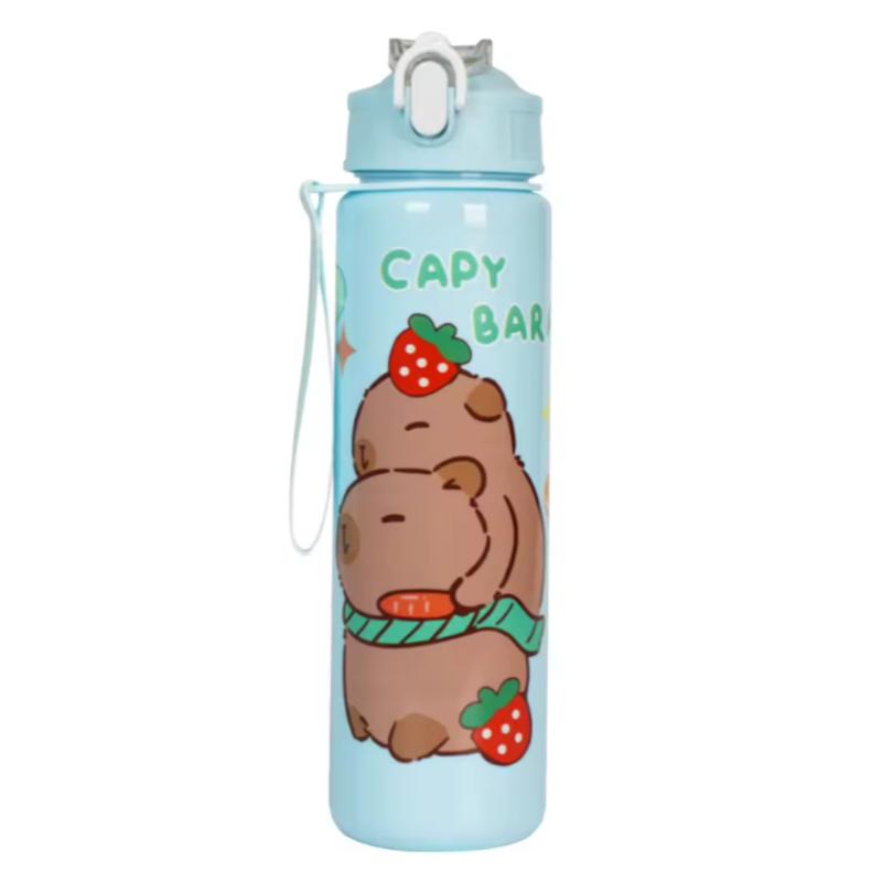 700ml Capybara Cute Water Bottle Large Capacity Sports Water Bottle with Straw & Handle Kawaii Water Cup for Outdoor Activities